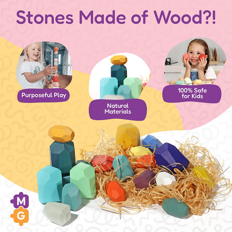 Montessori Wooden Stones (21 Pieces) - Image 14