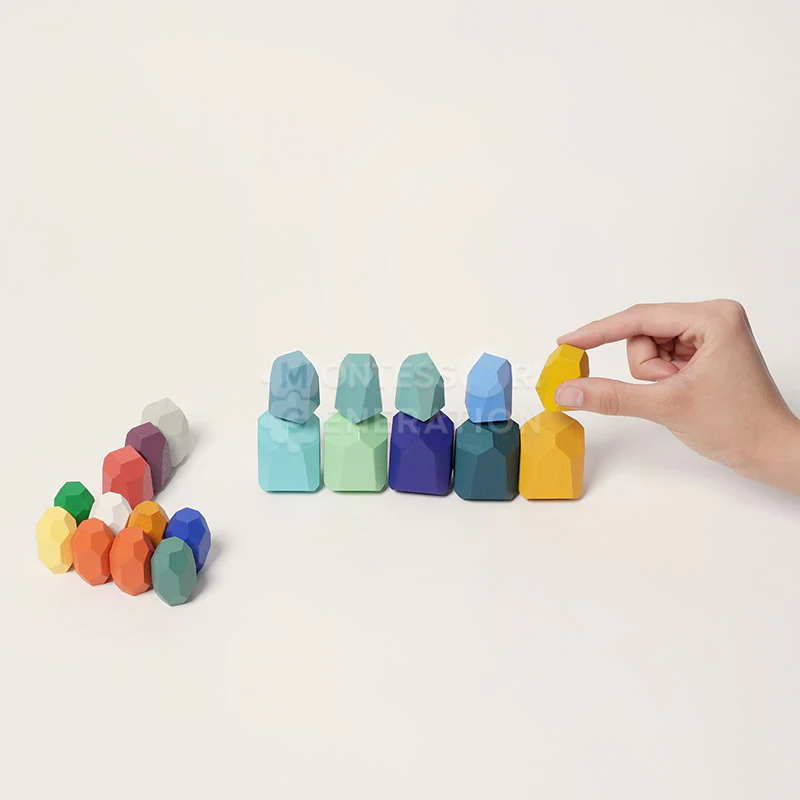 Montessori Wooden Stones (21 Pieces) - Image 4